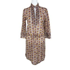 Tory Burch Floral Drawstring Dress Boho Resort Capsule Semi Sheer Size 4